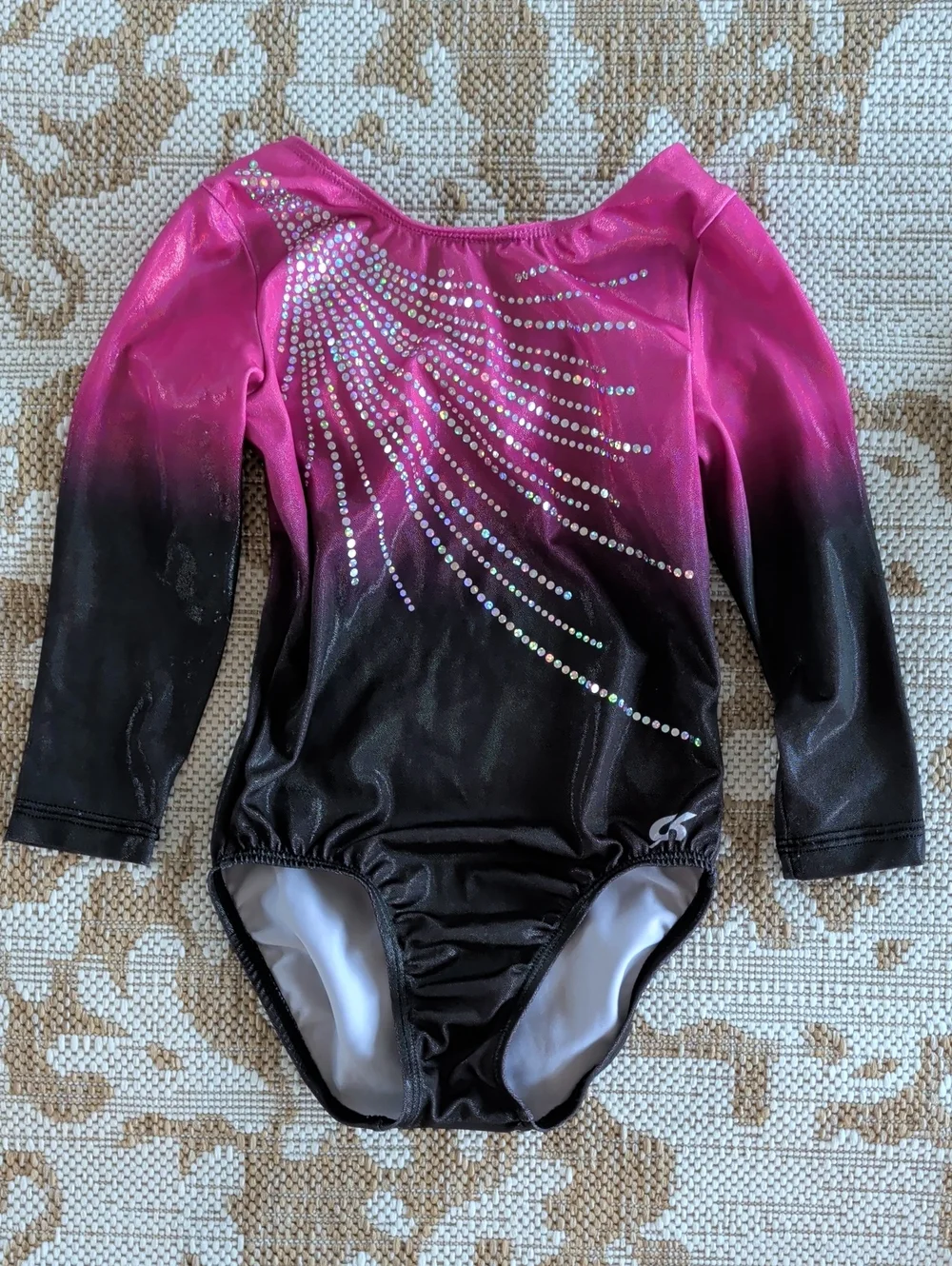 GK Gymnastics Leotards CL Childs Large Long Sleeved Purple Pink Sequins Sparkle